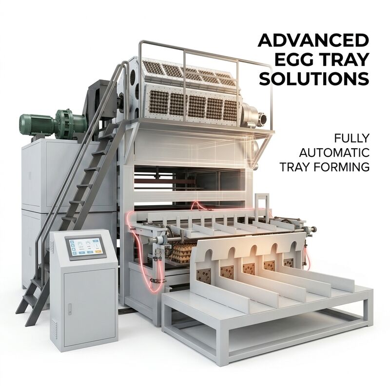 5*8Molds 5000pcs/h Paper Egg Tray Production Line Machine With Complete Pulping Forming Drying And Automatic Stacking Systems For Paper Egg Tray Egg Carton Shoe Tray Seedling Tray Making