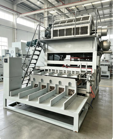 Rotierende 5000 Stück/h Papier-Eierablage-Produktionslinie mit kompletten Aufschluss-, Form-, Trocknungs- und automatischen Stapelsystemen für die Herstellung von Papier-Eierablagen, Eierkartons und Apfelschalen mit 5*8-Formformen